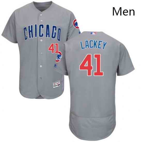 Mens Majestic Chicago Cubs 41 John Lackey Grey Road Flex Base Authentic Collection MLB Jersey